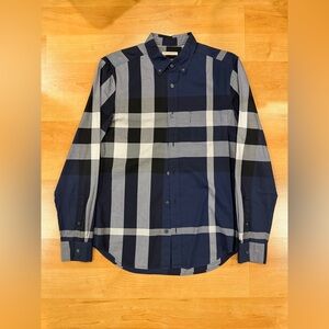 Burberry Blue and Gray Checkered Shirt
